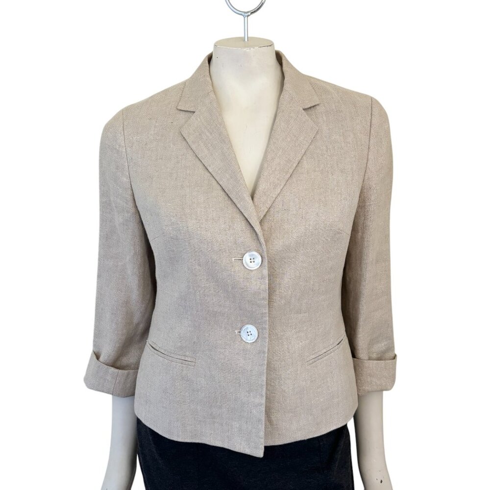 Talbots 2 Button Metallic Shimmer Linen Blazer Ja… - image 1